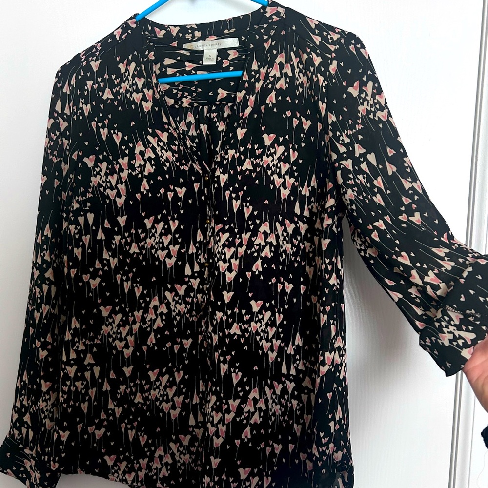 LC Lauren Conrad Black and Cream Blouse
